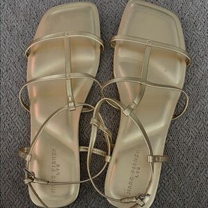 Marc Fisher Metallic Gold Strappy Flat Sandals